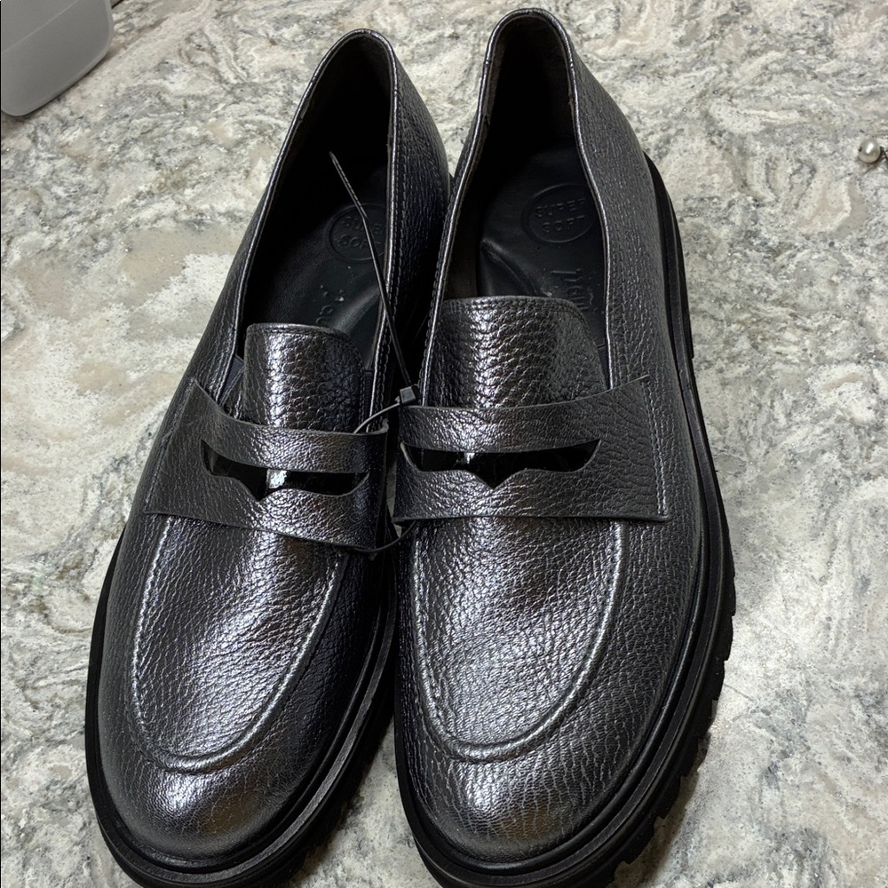 $429 Women Paul Green Loafers Lug Sole Metallic Pewter Wellesley Silver 10.5 11 - Picture 11 of 12